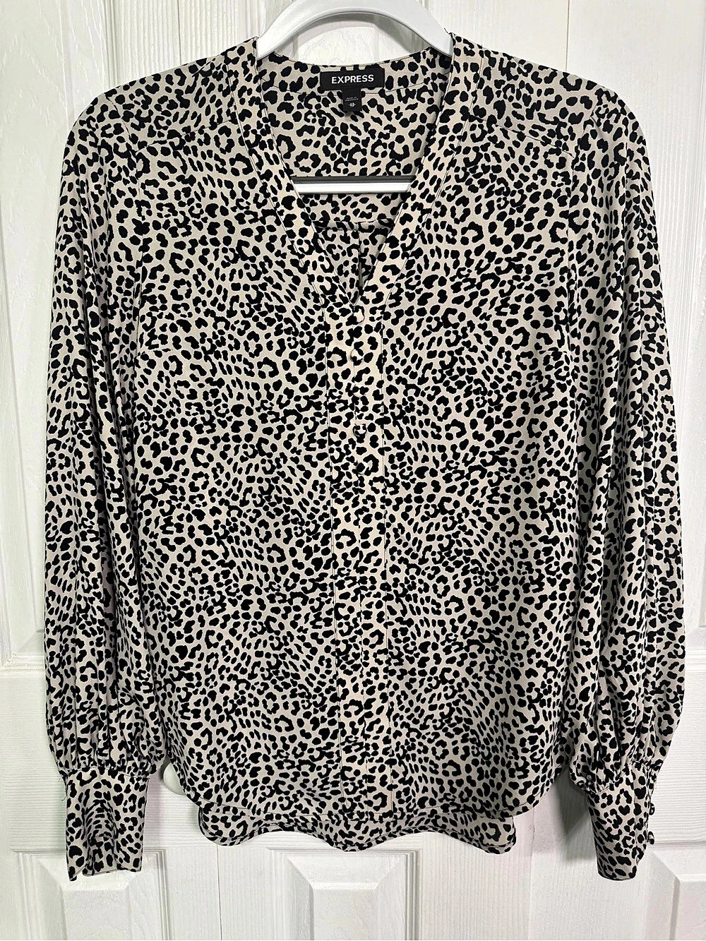 Express Leopard Print Button Front Blouse XS